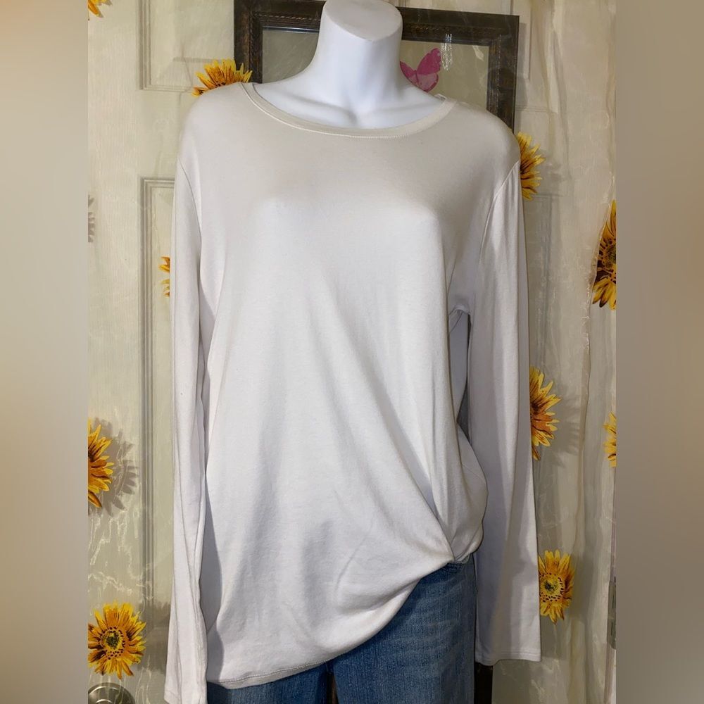 Merona White Long Sleeve Tee (XXL) LS-29